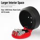 Open red circular key lock box showing 4-digit keypad and inner storage compartment.