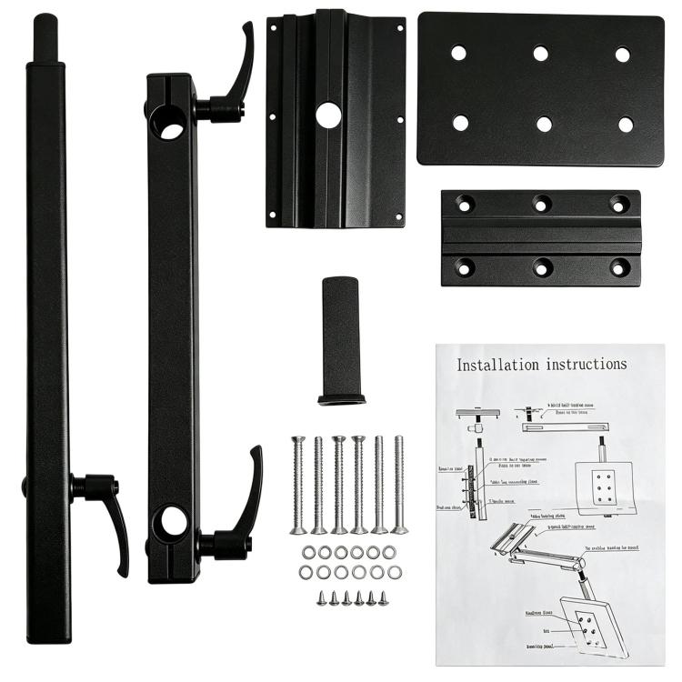 Black rotatable telescopic table leg bracket with mounting plates and screws