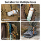 Elastic tie-down strap shown on outdoor items like umbrella, water bottle, and trekking pole