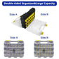 Double-sided hardware organizer with black top module and labeled Side A and Side B