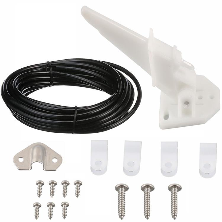 Marine speedometer starting tube kit: white base, black cable, clips and screws