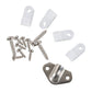 Marine mounting kit: white clips, stainless screws, and metal bracket