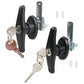 Black zinc alloy T-handle body lock with keys and mounting hardware, right-opening
