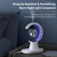 White cool-mist humidifier with circular blue LED ring and mist output for bedside