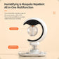 White humidifier base with clear mist chamber and black top cover; LED glow