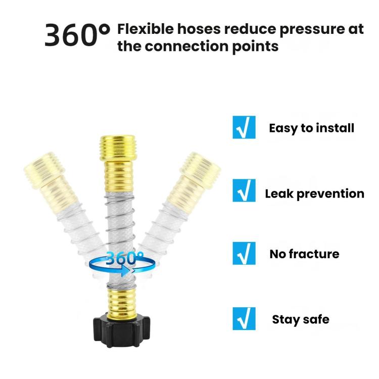 Water filter cartridge connector with brass threaded ends and black gaskets