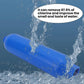 Blue water filter cartridge with water spray and droplets