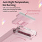 White rechargeable heated eyelash curler with open curved heating bar