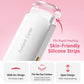 White rechargeable heated eyelash curler with silicone strip heating plate