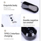 Air purifier pendant details: necklace chain, control panel, and USB-C charging port