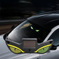 Triangular car window LED decorative light with green and yellow evil-eye glow and solar panel