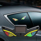 Triangular car window LED decorative light with multi-color evil-eye LEDs and centered solar panel