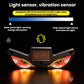 Triangular LED car window light with solar panel and suction cups, glowing at night
