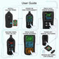 Handheld temperature and humidity meter with color LCD and control buttons