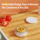 Compact white food purifier with clear chamber and yellow plate; detachable top cover nearby