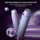 Cordless body hair trimmer with dual heads, purple ribbed handles shown side by side