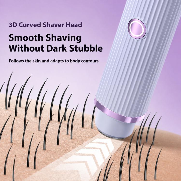 Cordless trimmer head with 3D curved shaving design and purple control button