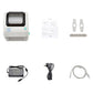 Thermal barcode printer kit with user manual, mounting parts, power adapter, and USB cable