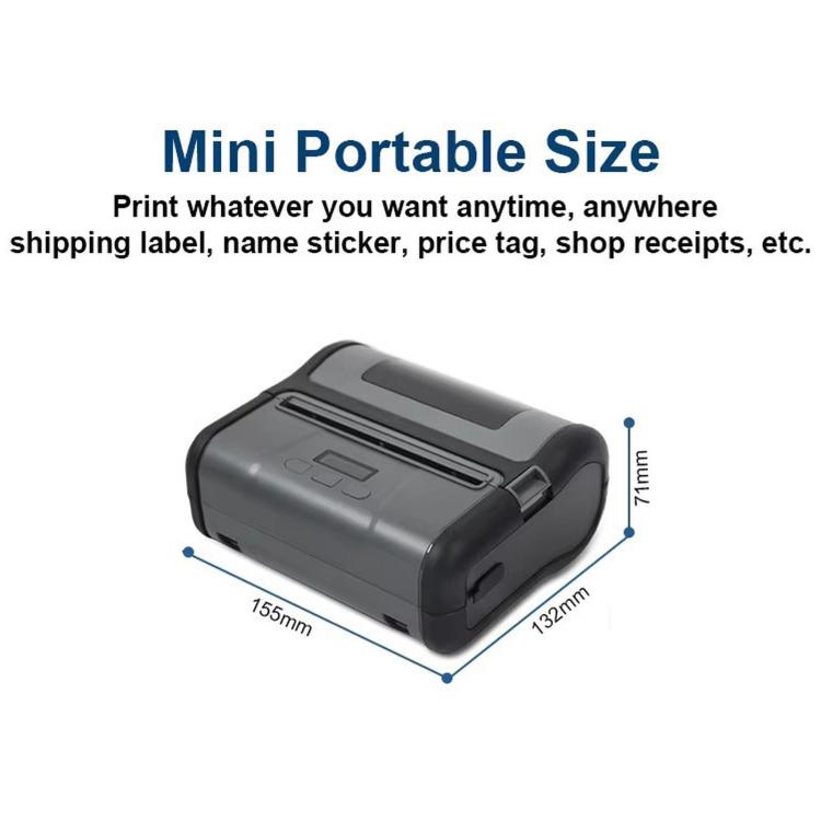 Mini portable thermal label printer, compact black design with top window