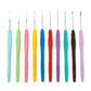 Set of colorful crochet hooks with plastic handles in assorted shades