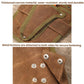Waxed canvas waist bag close-up with reinforced seams and metal fasteners on pockets