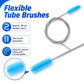 Flexible tube brush set with long coiled wire and blue mini bristle heads