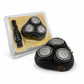 Replacement rotary shaver head with 3 silver shaving foils, black housing