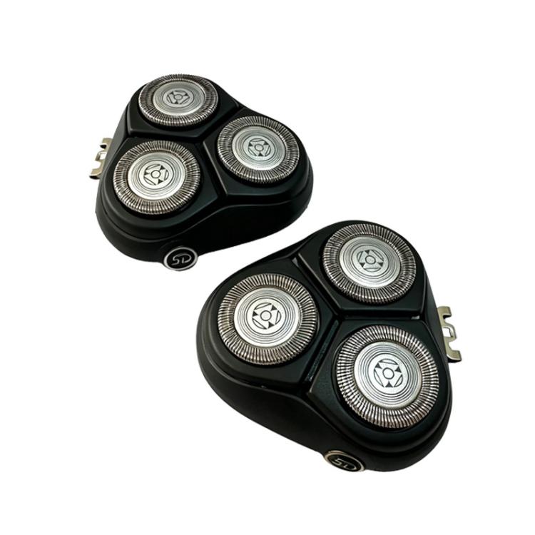 Replacement rotary shaver heads, 3 silver shaving foils each, black housings