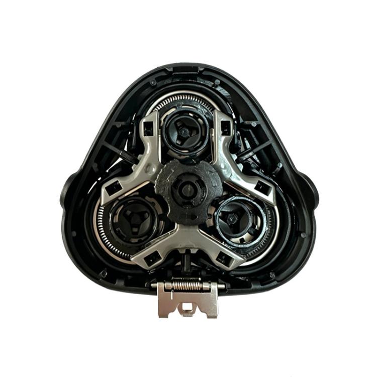 Replacement rotary shaver head underside with metal contacts and inner blades