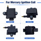 Dark ignition coil shown from multiple angles, with brass terminal and 5-pin connector