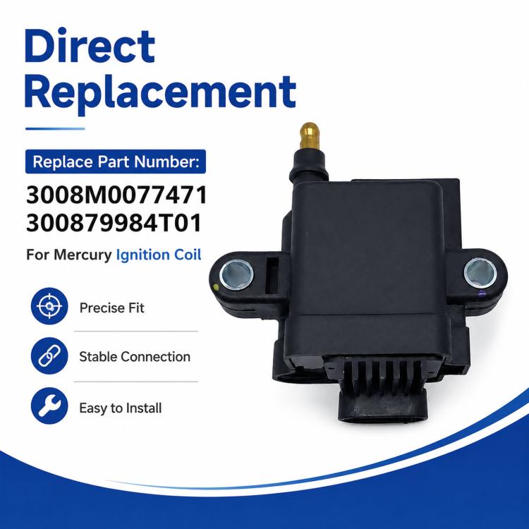 Ignition coil replacement unit, dark housing with brass terminal and metal mounting loops