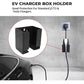 Black metal EV charger box holder bracket with protective front cover and wall mount