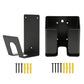 Black EV charger control box holder bracket with angled hook and dual side supports