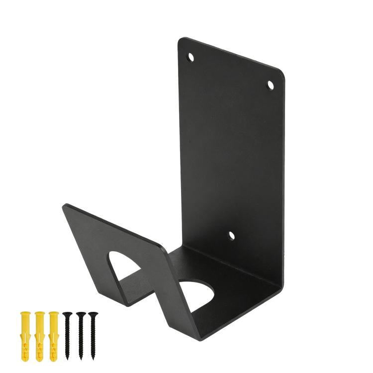 Black wall-mount EV charger control box holder with angled hook base