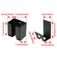 Black EV charger control box holder and hook bracket, side-by-side accessory set