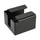 Black EV charger control box holder bracket with recessed center cradle and two tabs