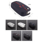 Two-button key cover cases in black and white, shown from front, side, and back