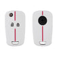 White honeycomb two-button key cover set showing front and back views with red trim
