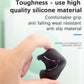 Two-button honeycomb key cover held in hand, dark black with blue trim