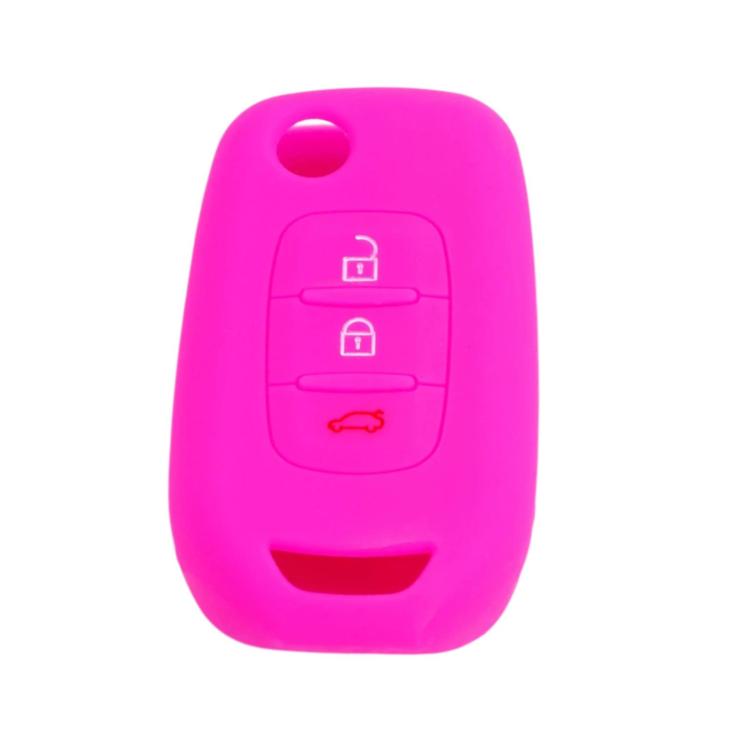 Pink silicone key cover with 3-button remote icons and key slot cutout