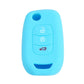 Light blue silicone key cover with 3-button remote icons and key slot cutout