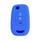 Blue silicone key cover with 3-button remote icons and key slot cutout