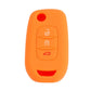 Orange silicone key cover with 3-button remote icons and key slot cutout