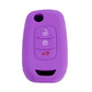Purple silicone key cover with 3-button remote icons and key slot cutout