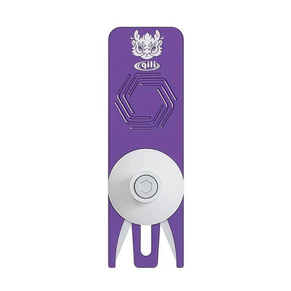 Purple roller film cutter with hex tool wheel and fold-out legs