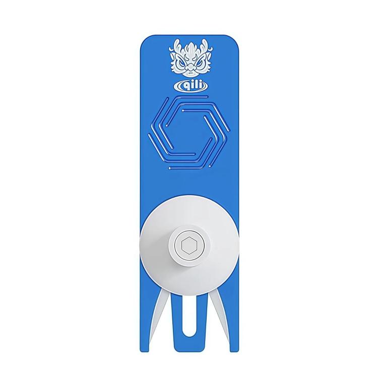 Blue roller film cutter with hex tool wheel and fold-out legs