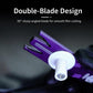 Purple double-blade roller film cutter with white wheel and angled blade
