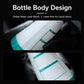 White spray bottle with teal cap and visible water level marks on the bottle body.