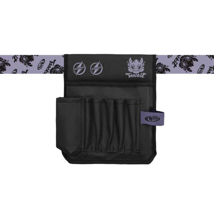 Black window film tool bag with multiple pockets and qili brand tag