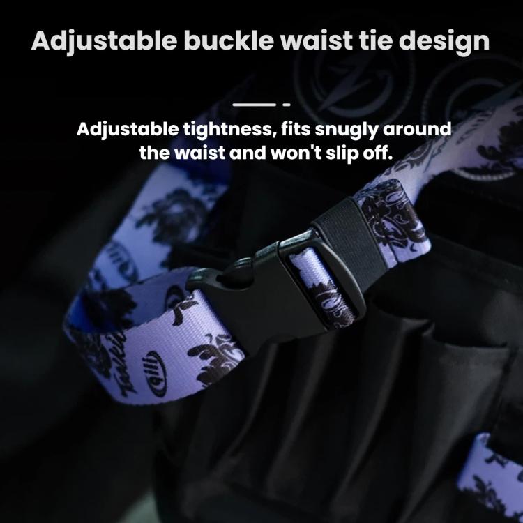 Adjustable waist tie strap with buckle on black window film tool bag